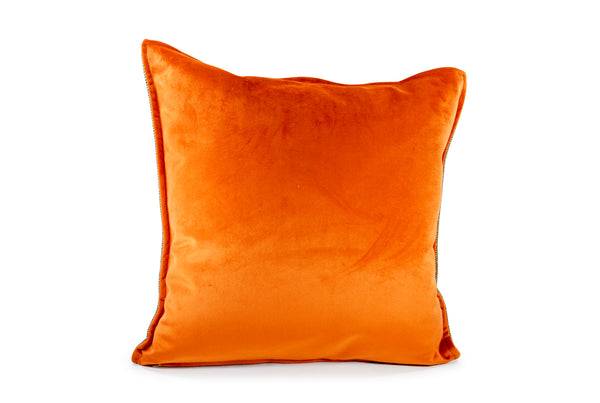Squirrel Handwoven Hemp/ Orange Velvet Cushion - Oh La Vache Boutique!