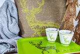 Deer Handwoven Hemp/ Green Velvet Cushion - Oh La Vache Boutique!